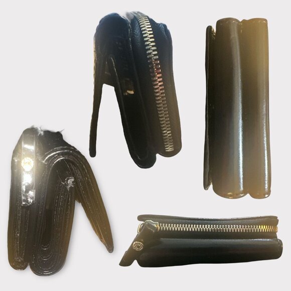 Gianni Chiarini Wallet Black Polished Leather Tri-fold LUSH Wallet Made in Italy - Picture 4 of 7